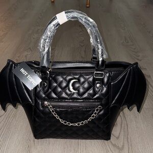 Hot Topic Black Quilted Bat Wing Satchel